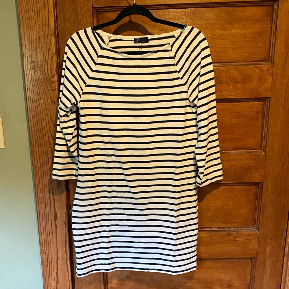 Navy and White Long Sleeve Dress
